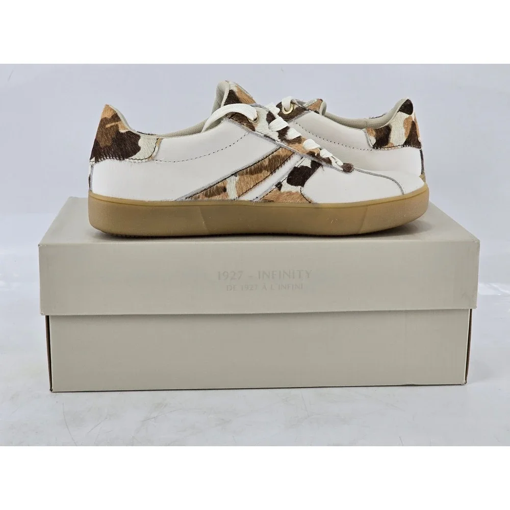 Naturalizer Medina Sneakers Womens Size 6 White Brown Animal Print - New